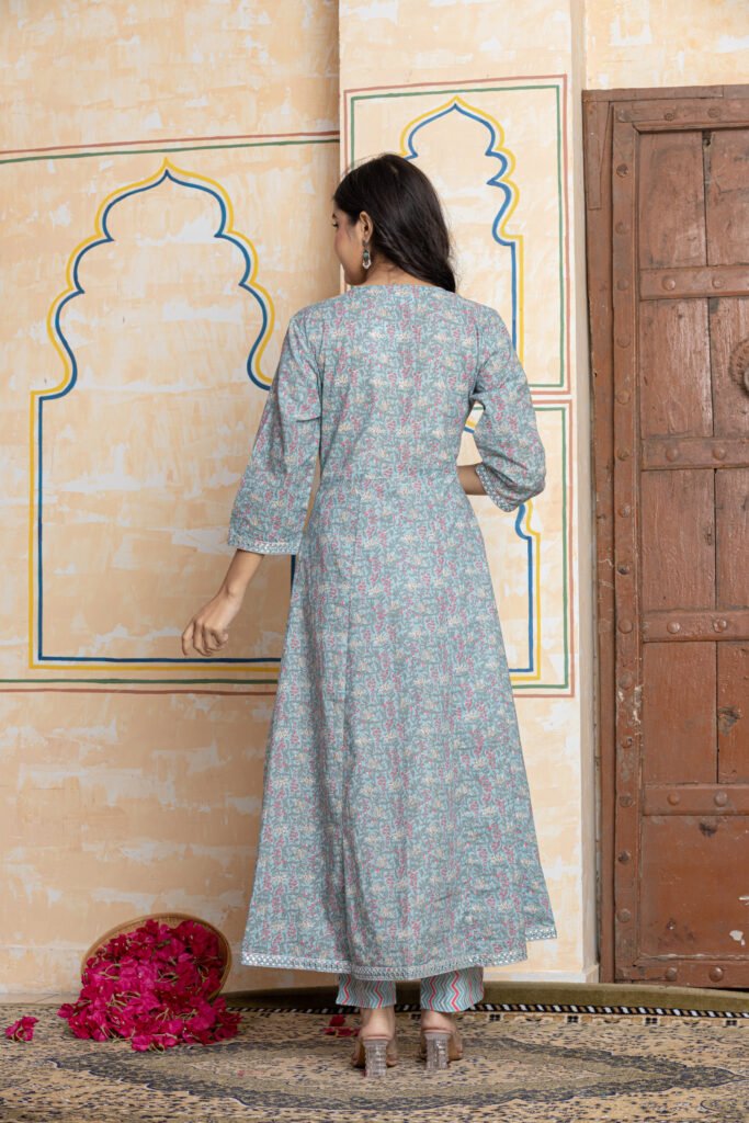 Anarkali Cotton Kurta Pant Dupatta Set