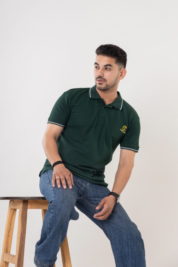 Men's Dark Green Cotton Polo T-Shirt