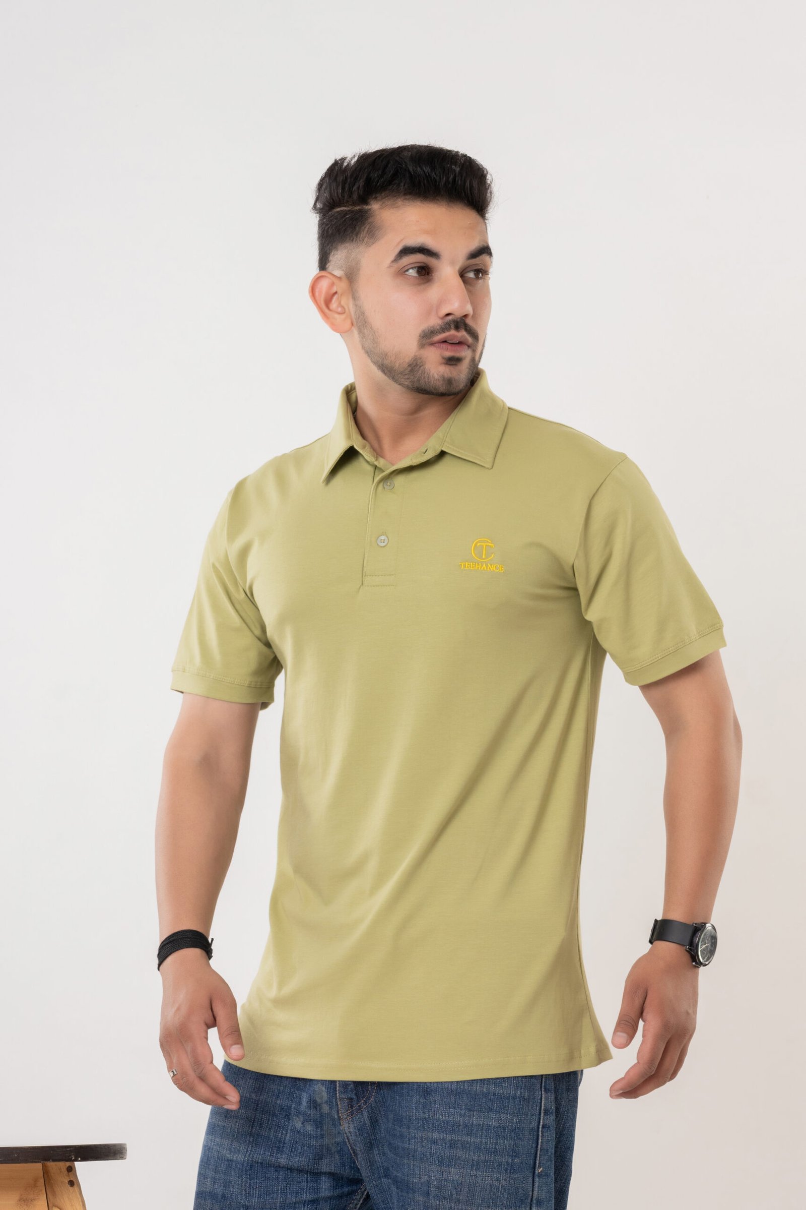 Men's Olive Green Cotton Polo T-Shirt