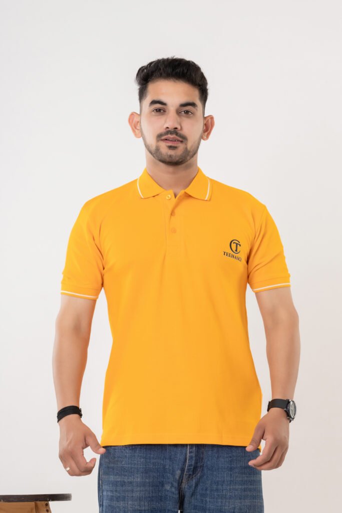 Men's Mustard Yellow Cotton Polo T-Shirt