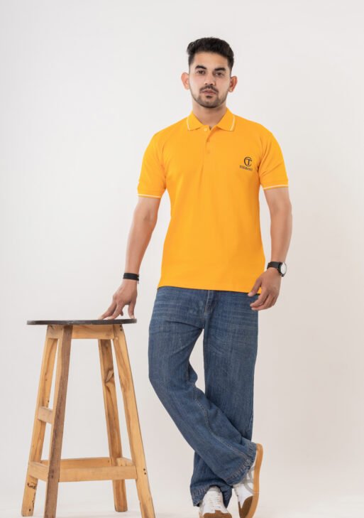 Men's Mustard Yellow Cotton Polo T-Shirt