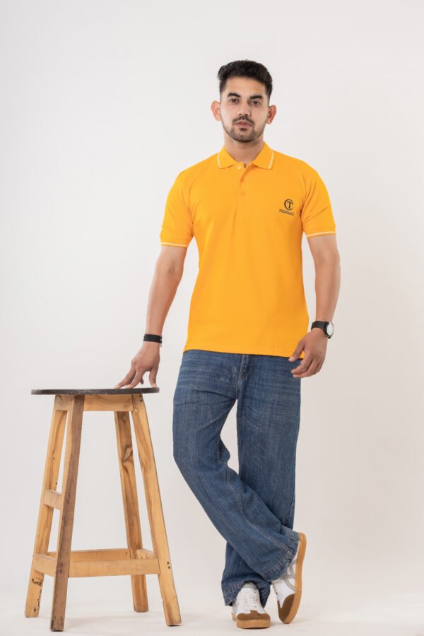 Men's Mustard Yellow Cotton Polo T-Shirt