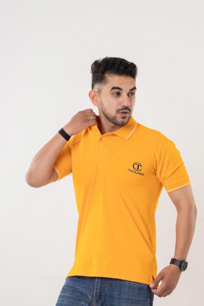 Men's Mustard Yellow Cotton Polo T-Shirt