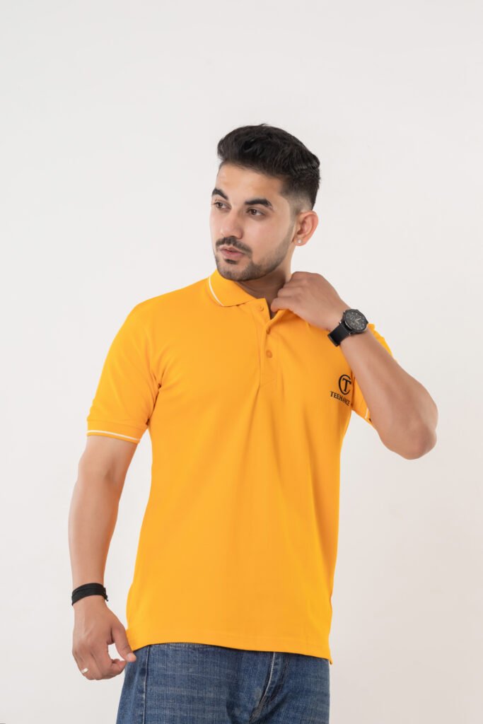 Men's Mustard Yellow Cotton Polo T-Shirt