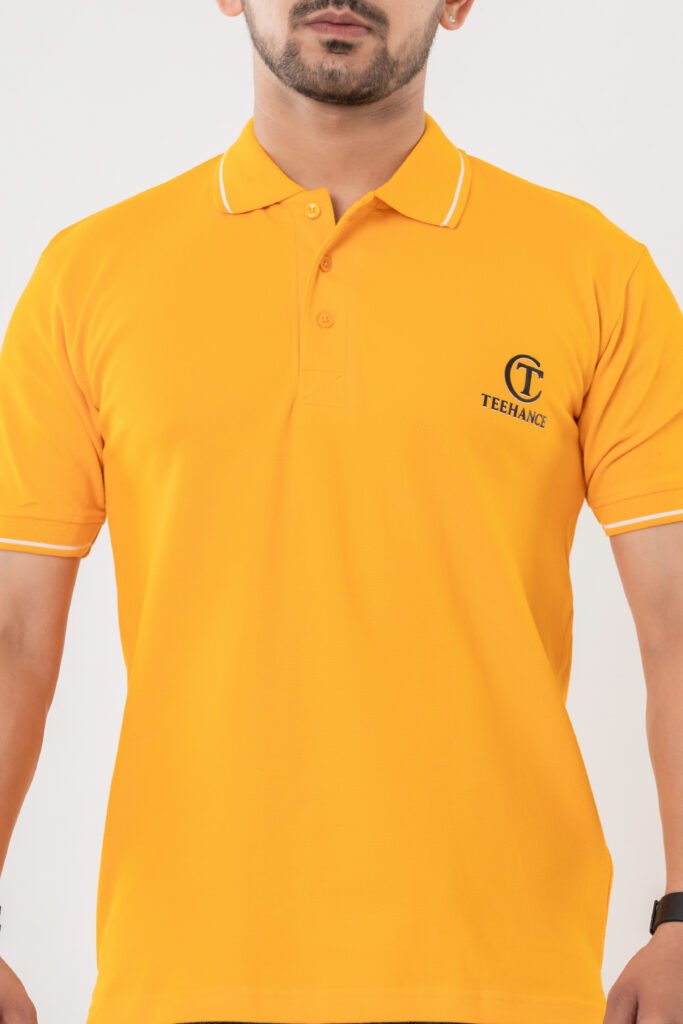 Men's Mustard Yellow Cotton Polo T-Shirt