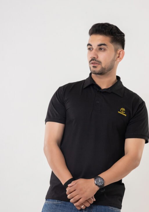 Men's Black Cotton Polo T-Shirt