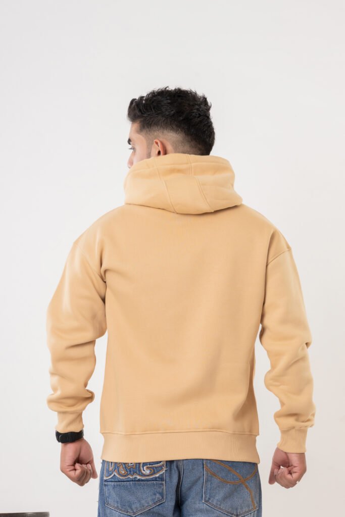 Men's Beige Oversized Cotton Hoodie Sweatshirt
