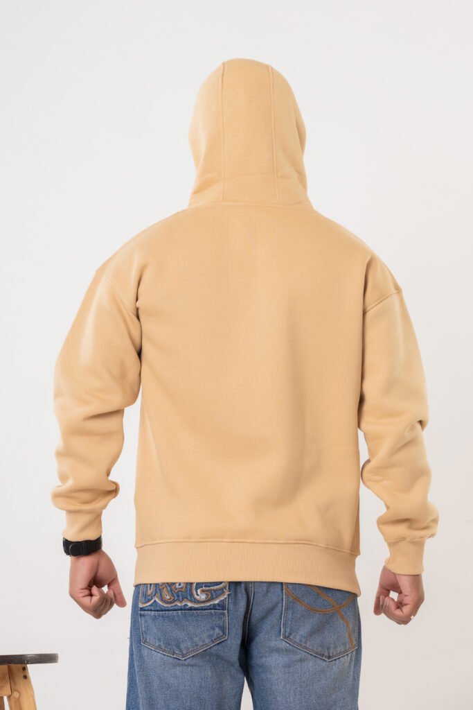 Men's Beige Oversized Cotton Hoodie Sweatshirt