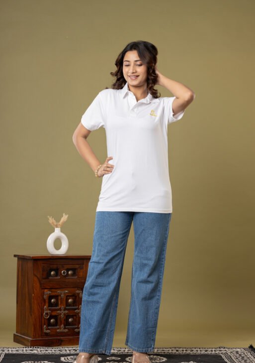 Teehance Women’s White Polo T-shirt
