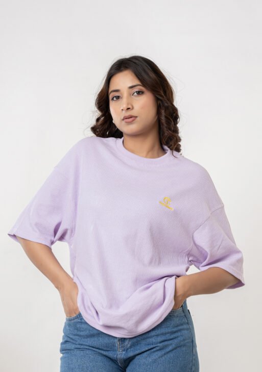Teehance Women’s Lilac Waffle Knit Oversized T-shirt