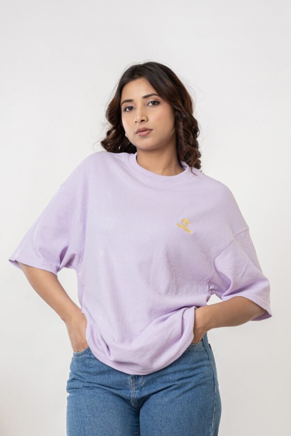Teehance Women’s Lilac Waffle Knit Oversized T-shirt