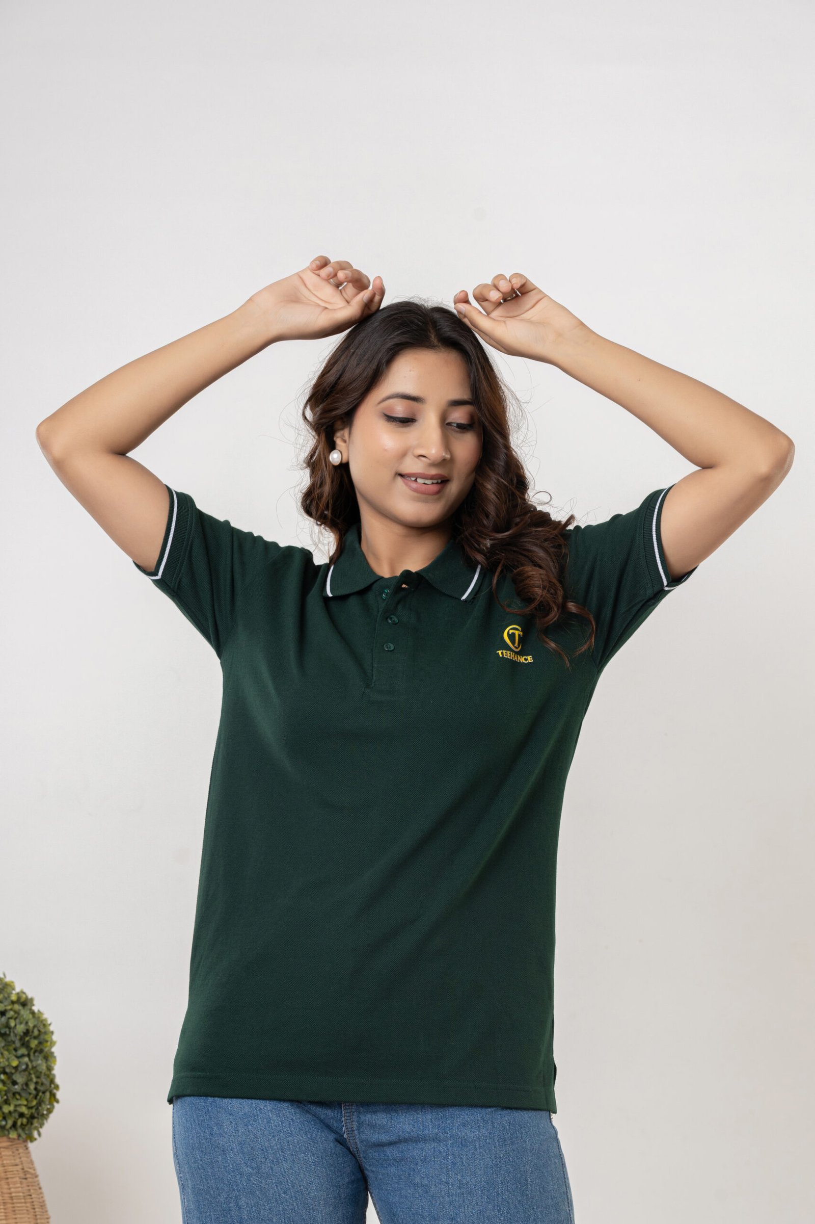 Teehance Women’s Green Polo T-shirt