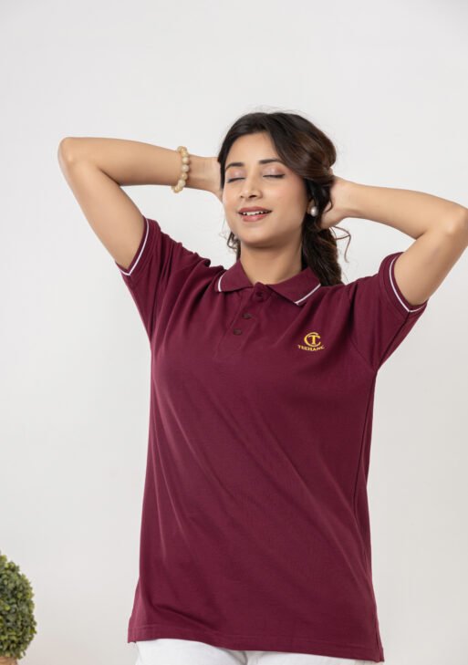Teehance Women’s Maroon Polo T-shirt