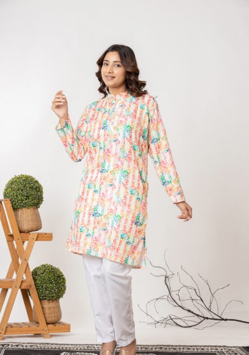 Teehance Women’s Multicolor Printed Straight Kurta