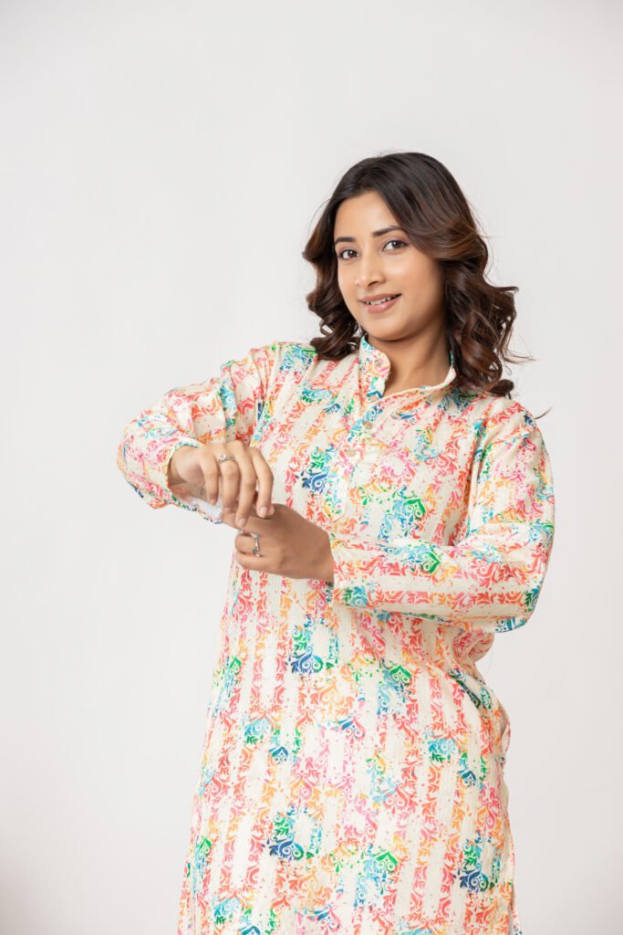 Teehance Women’s Multicolor Printed Straight Kurta