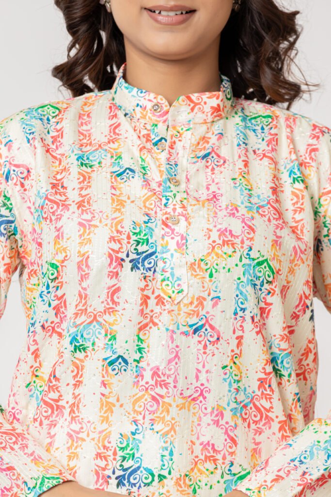Teehance Women’s Multicolor Printed Straight Kurta