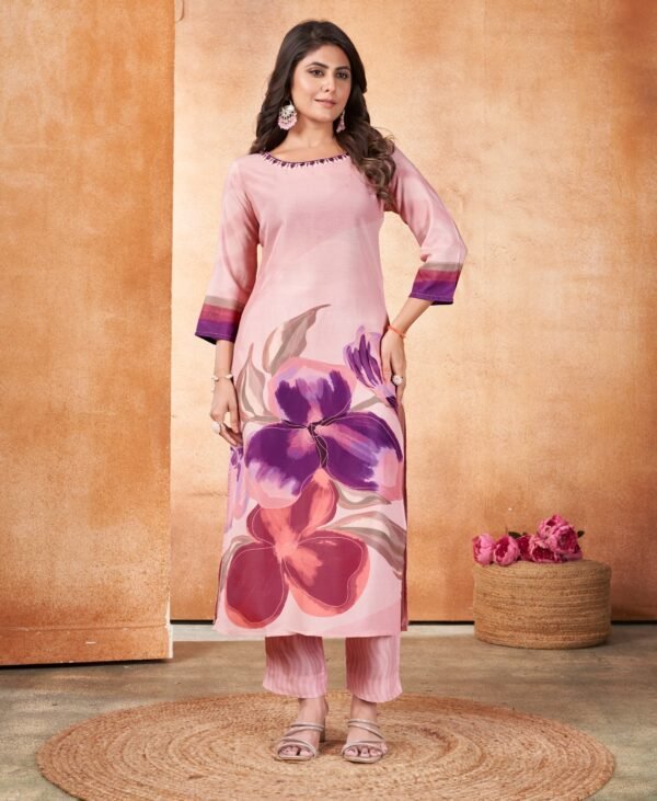 Women's Pink Bold Floral Printed Kurta Set