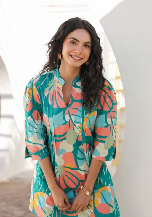 Tropical Muse Green Rayon Slub Printed Co-Ord Set