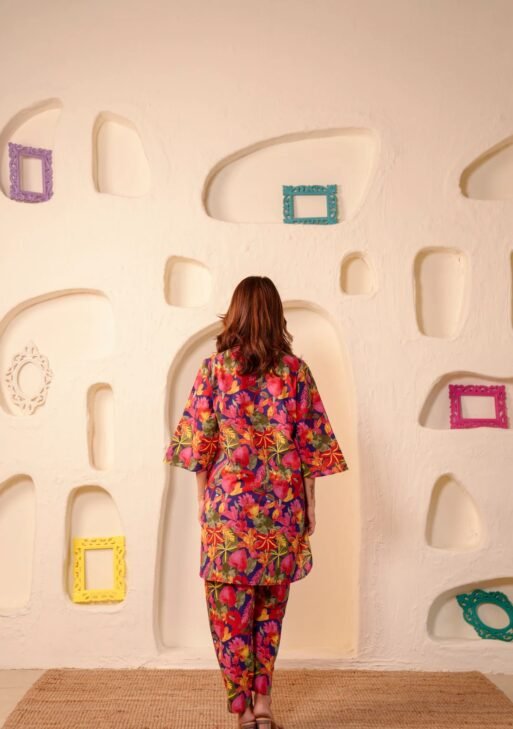 Crimson Garden Rayon Slub Printed Co-Ord Set