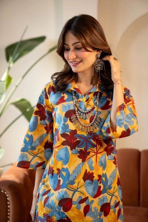 Autumn Leaf Rayon Slub Printed Co-Ord Set