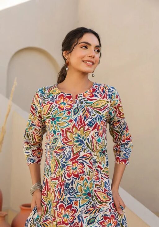 Garden Melody Multicolor Rayon Slub Printed Co-Ord Set