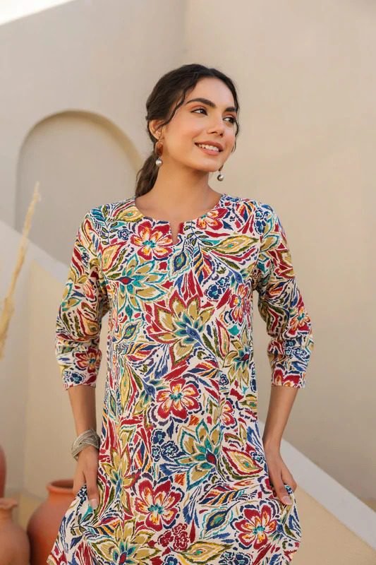 Garden Melody Multicolor Rayon Slub Printed Co-Ord Set