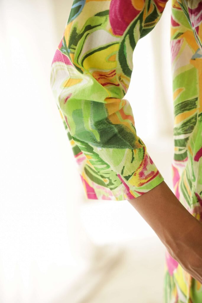 Tropical Breeze Green Rayon Slub Printed Co-Ord Set