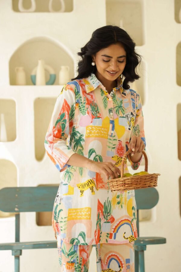 Artful Escape Multicolor Rayon Slub Printed Co-Ord Set