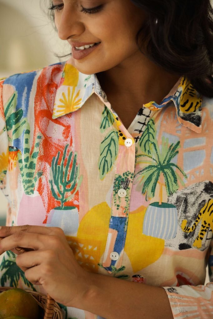 Artful Escape Multicolor Rayon Slub Printed Co-Ord Set