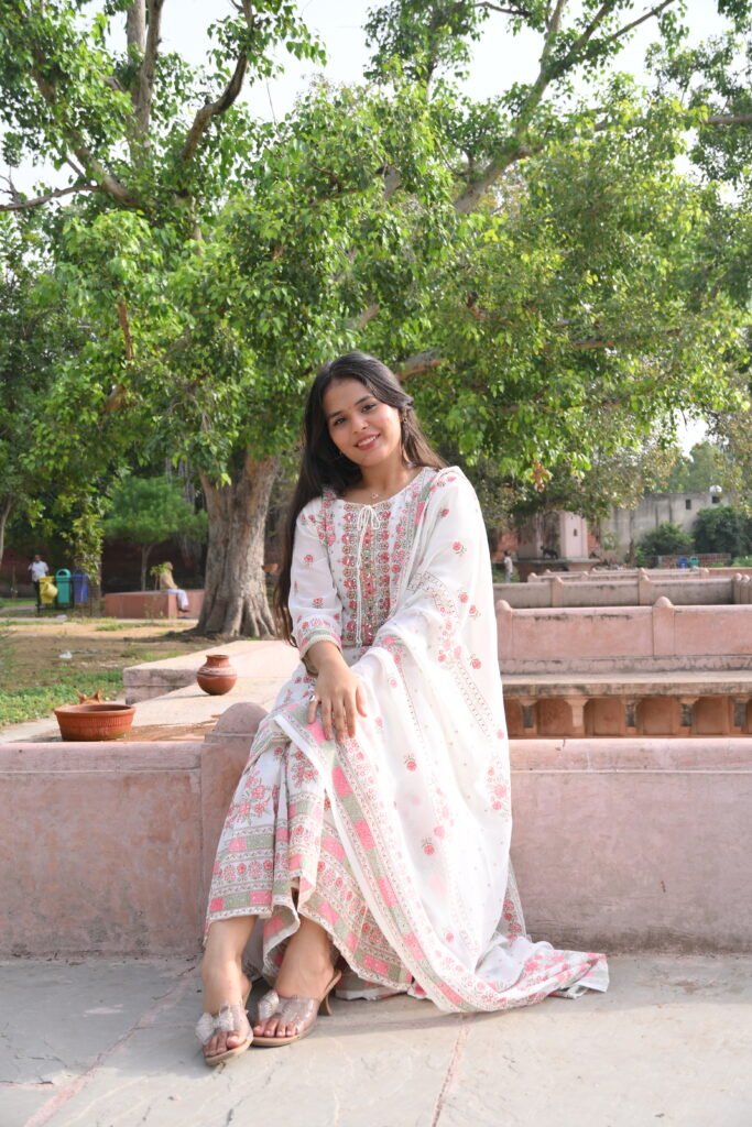 Ivory Embroidered Sharara Set with Dupatta