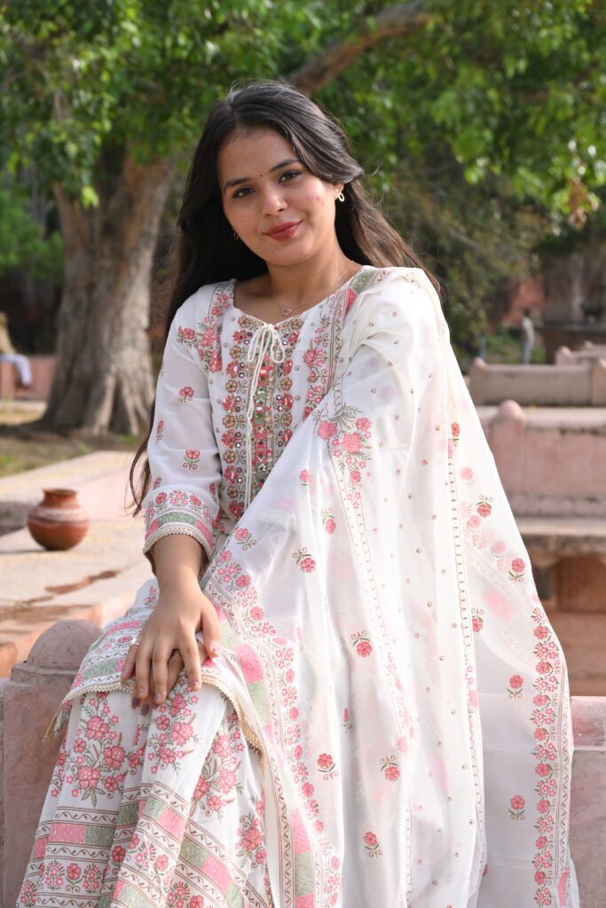 Ivory Embroidered Sharara Set with Dupatta