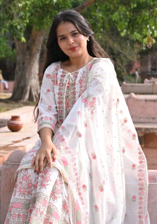 Ivory Embroidered Sharara Set with Dupatta