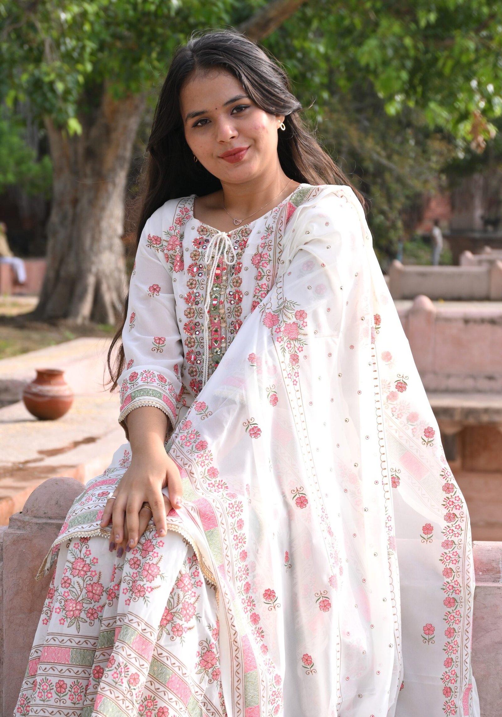 Ivory Embroidered Sharara Set with Dupatta