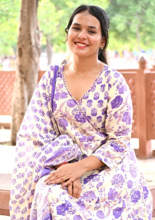 Lavender Bloom Cotton Kurta Set with Dupatta