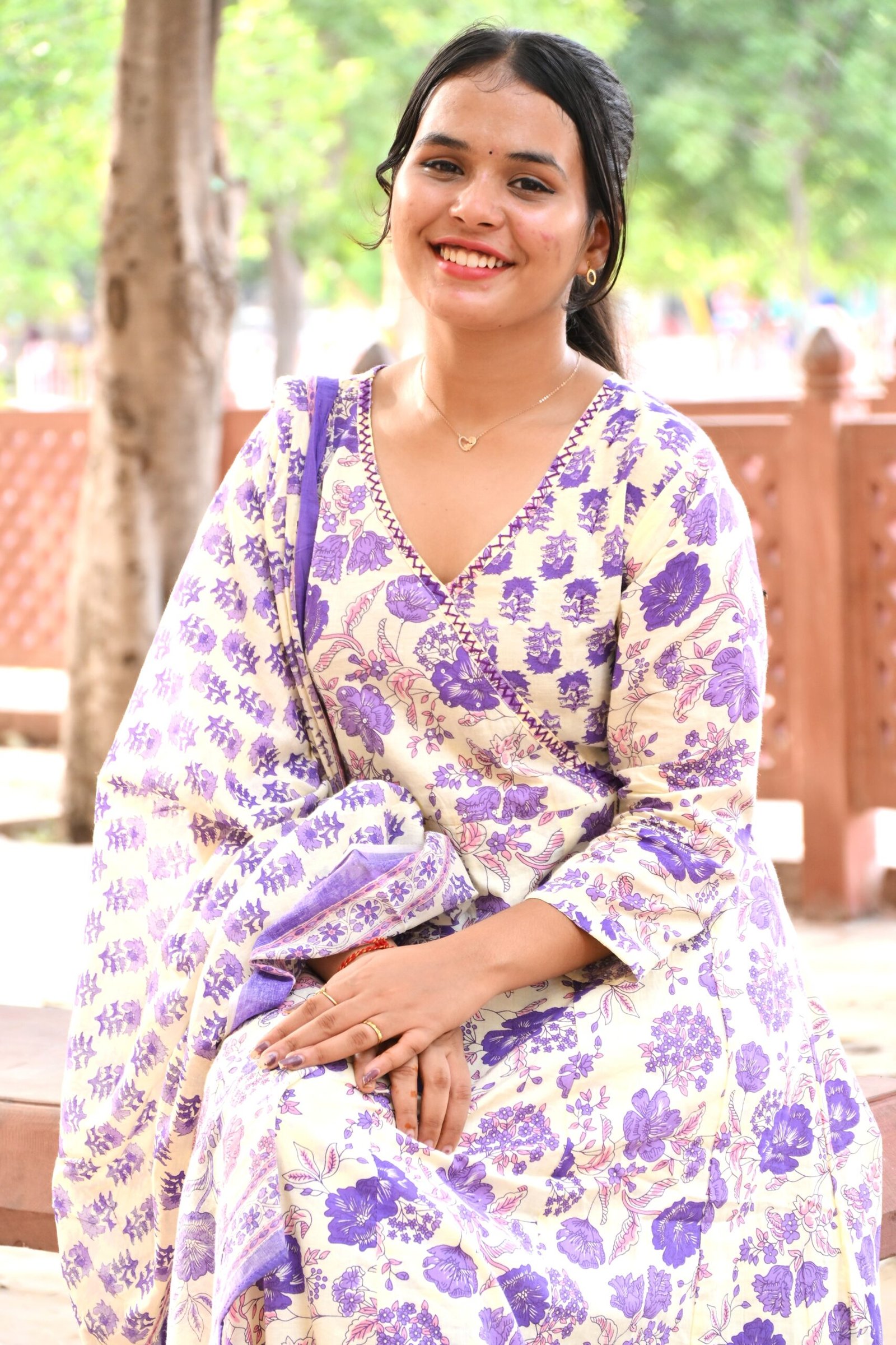 Lavender Bloom Cotton Kurta Set with Dupatta