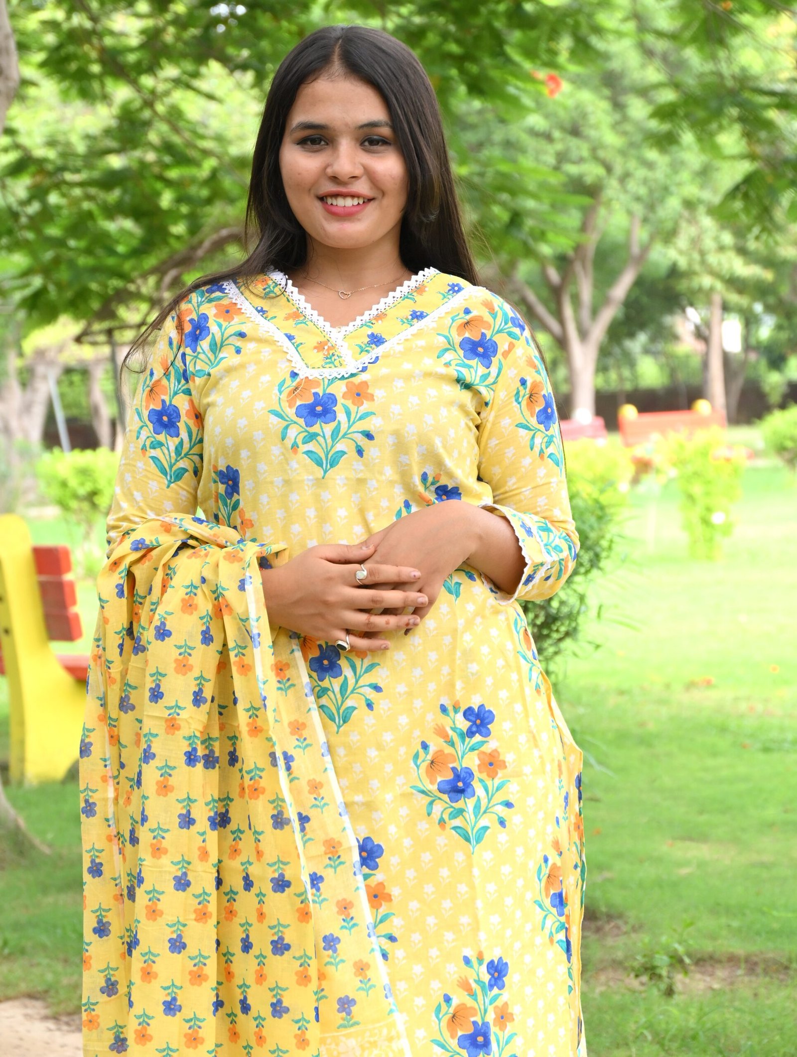Sunny Floral Cotton Set With Dupatta