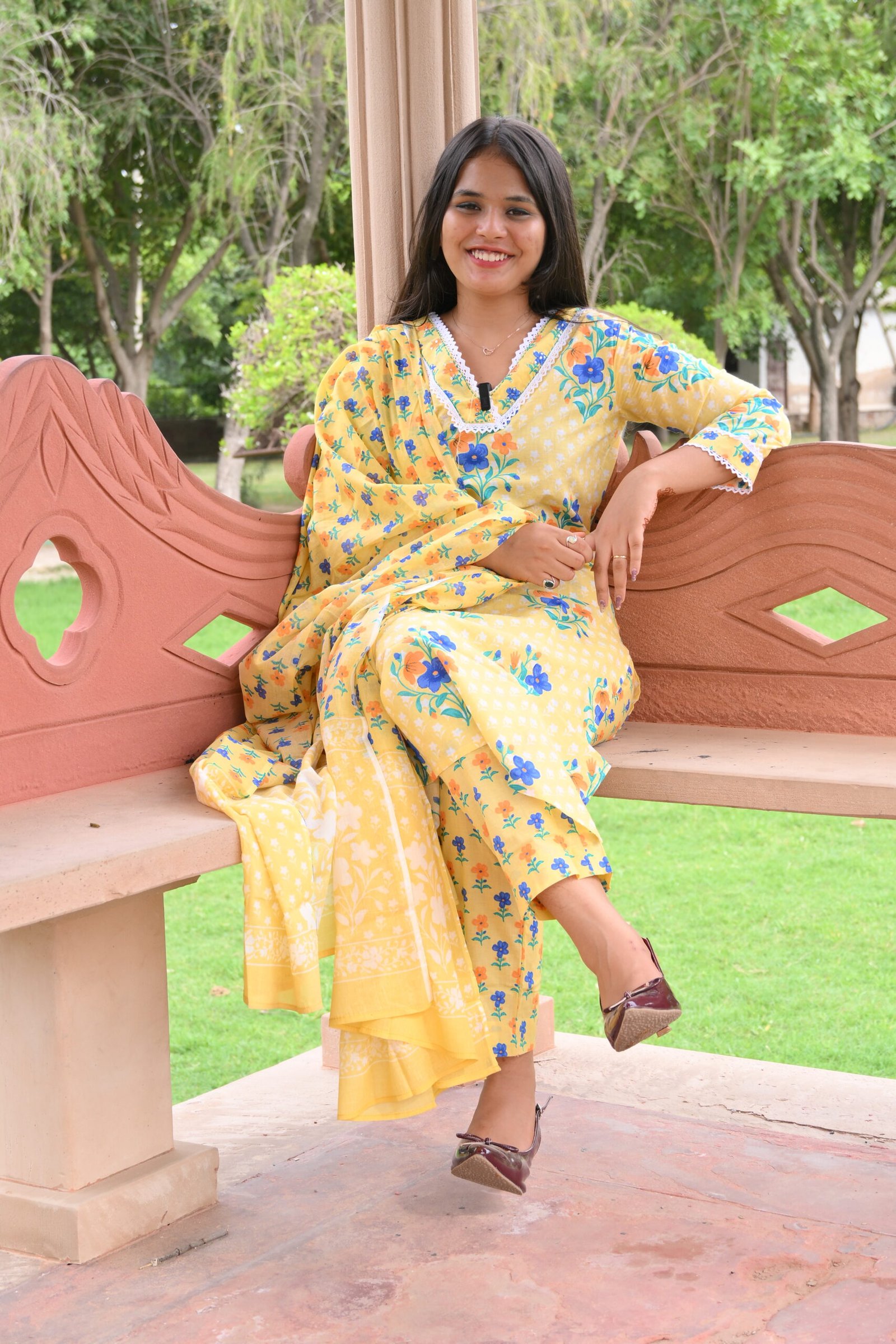 Sunny Floral Cotton Set With Dupatta